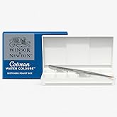 W & N Cotman Watercolor Pocket Set – Empty Palette Box with Travel Brush – Holds 12 Half Pans – No Paint Included