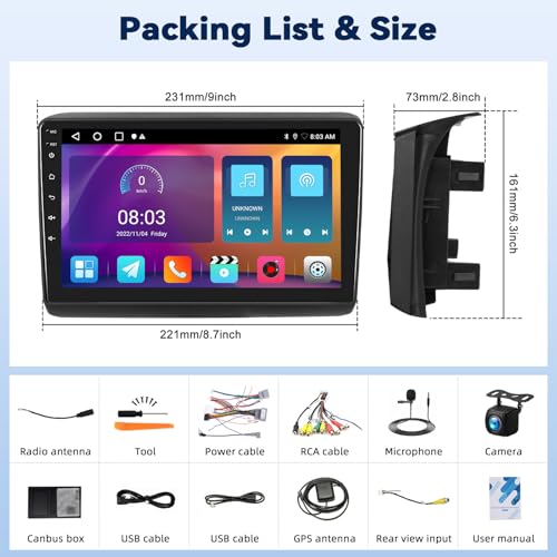 2G+64G GOHHDL Android Car Radio for Fiat Ducato 2010/Citroen Jumper/Peugeot Boxer Carplay Android Auto, 9 Inch 2 Din Touch Screen with Bluetooth GPS WiFi FM/RDS SWC Backup Camera and Mic