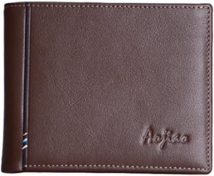 Aojiao Bifold Wallets for Men Leather RFID Blocking Card Holder Money Clip Travel Wallet Coffee