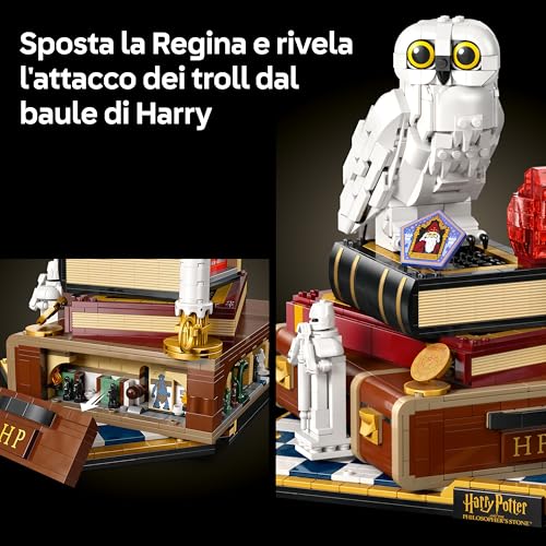 Harry Potter Pietra Filosofale – Edizione del Collezionista - Modellino Fai da Te - Decorazione per la Camera da Letto con Scene del Film, Edvige e 3 Minifigure - Regalo per Fan e Adulti - 76466