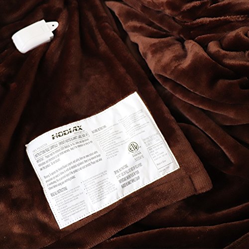 Heated Blanket, 100% Luxurious Supersoft Flannel, Electric Heating Bed Toppers with EasySet Control and Timer, Fast Heating Technology, Ultra-Fresh Anti-bacteria Extra Comfort, Coffee (QUEEN Size) - Thumbnail 3