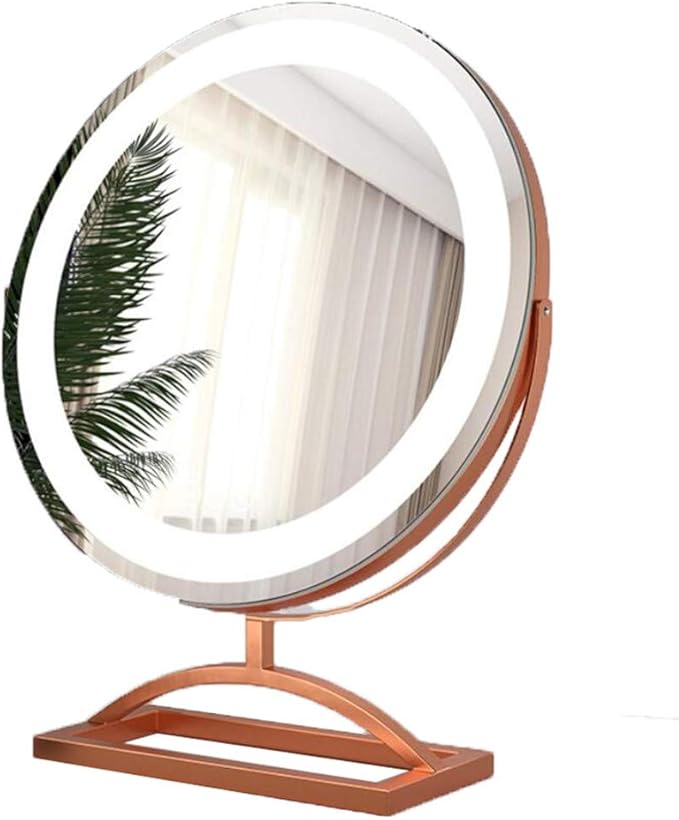 SHUWB Modern Round Makeup Mirror with LED Lights and Touchscreen, Plug in Lightup Vanity