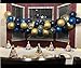 Elepplrty Navy Blue Latex Balloons and 12inch Gold Metallic Balloons Gold Confetti Balloons-50 Pack