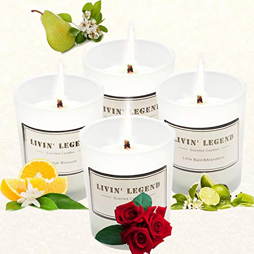 Aromatherapy Candles-4 Differ Floral Scented Candles-Long Lasting & Highly Scented Candles for Stress Relief, Beauty Spa,Meditation,Romantic Dinner Date