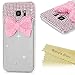 S7 Edge Case,Samsung Galaxy S7 Edge Case - Mavis's Diary 3D Handmade Lovely Cute Pink Bow with Bling Crystal Shiny Diamonds Gems Clear Cover Hard PC Case