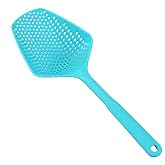 SEIWEI Large Strainer Spoon, Long Handle Tool Colander Draining Scoop, Heat-Resistant Pasta Strainer Cooking Kitchen for Spaghetti, Noodles, Veggies, Non-Slip Grip &amp; Hanging Loop, 13.5'', Blue