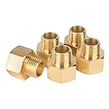 (Pack of 5) EFIELD Brass Pipe Fittings, 1/2" Male