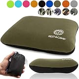 Inflatable Compact Camping Backpacking Pillow - Ultralight Portable Outdoor Blow Up Air Pillow - Best Lightweight Neck Support Pillow for Camp Travel Hiking (Black, Blue, Gray, Dark Green)