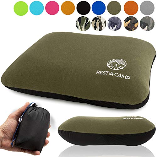 Inflatable Compact Camping Backpacking Pillow - Ultralight Portable Outdoor Blow Up Air Pillow - Best Lightweight Neck Support Pillow for Camp Travel Hiking (Black, Blue, Gray, Dark Green)