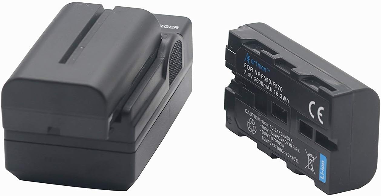 Artman NP-F550 2-Pack Replacement Batteries and One Battery Wall Charger for Sony NP F970, F750, F770, F960, F550, F530, F330, F570, CCD-SC55, TR516, TR716, TR818, TR910, TR917(2600mAh) : Camera & Photo