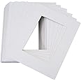 Pack of 25 8x10 WHITE Picture Mats Mattes with White Core Bevel Cut for 5x7 Photo + Backing + Bags