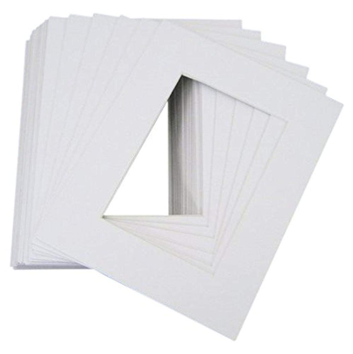Golden State Art Pack of 25 8x10 WHITE Picture Mats Mattes with White Core Bevel Cut for 5x7 Photo + Backing + Bags
