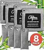 Bamboo Charcoal Air Purifying Bag (8 Pack) Odor Eliminator Charcoal Air Purifying Bags, Car Freshener & Car Air Freshener, Home Air Purifier & Deodorizer for Cars, Closets, Pets
