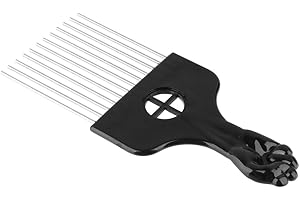 Chrontier Metal Hair Styling Pik Afro African American Pick Comb Tooth Comb Hairdressing For Volume & Tangles Black Fan Fist 