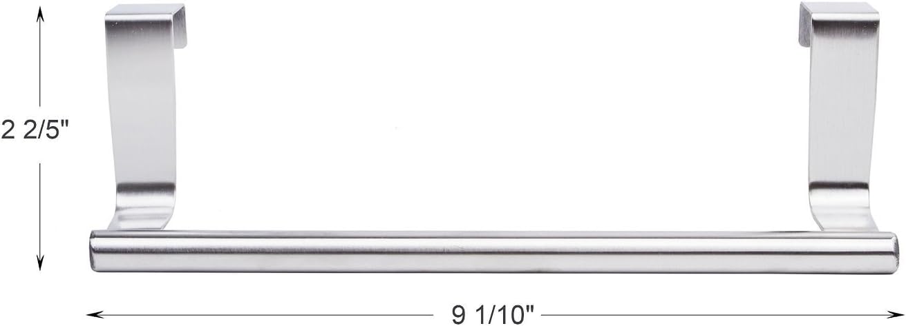 Mziart Modern Towel Bar with Hooks for Bathroom and Kitchen, Brushed Stainless Steel Towel Hanger Over Cabinet (9 inch): Home & Kitchen
