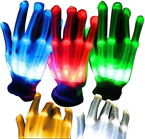Colorful LED Gloves Rave Light Finger Lighting Flashing Gloves Unisex skeleton Glove