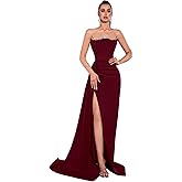 Strapless Evening Gown Floor Length Prom Formal Dress Cocktail Party Sexy Gala Maxi Wedding Guest Dresses Elegant
