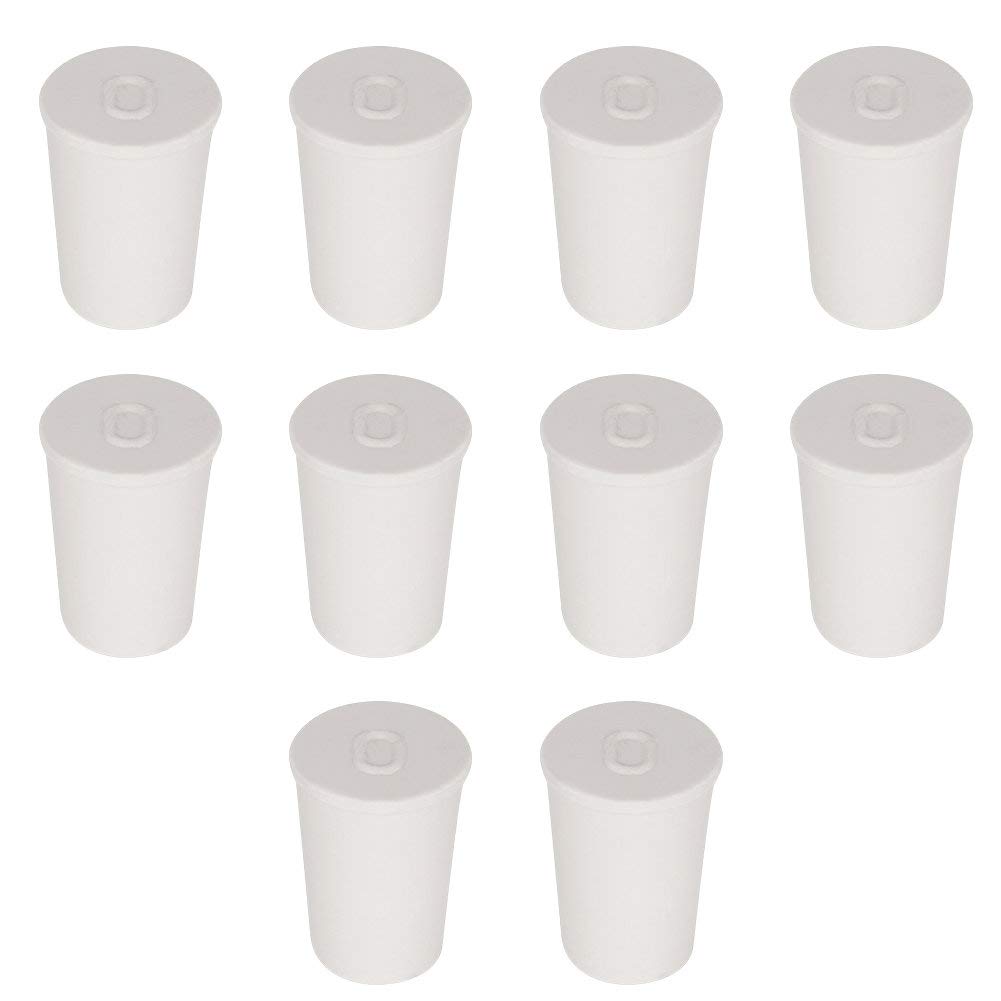 Labasics 10PK 0# Solid Rubber Stoppers - Size: 13mm Bottle, 17mm Top, 24mm Length - White Tapered Lab Seal Rubber Stoppers
