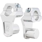 Tusk 2" Pivoting Bar Risers for Motorcycle &amp; Dirt Bike &ndash; 7/8" Clamp to 7/8" or 1-1/8" Handlebars &ndash; Universal Fit, Silver