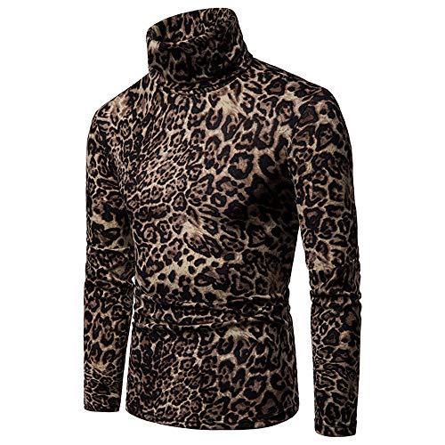 Shirt Mens Leopard Print Turtleneck 