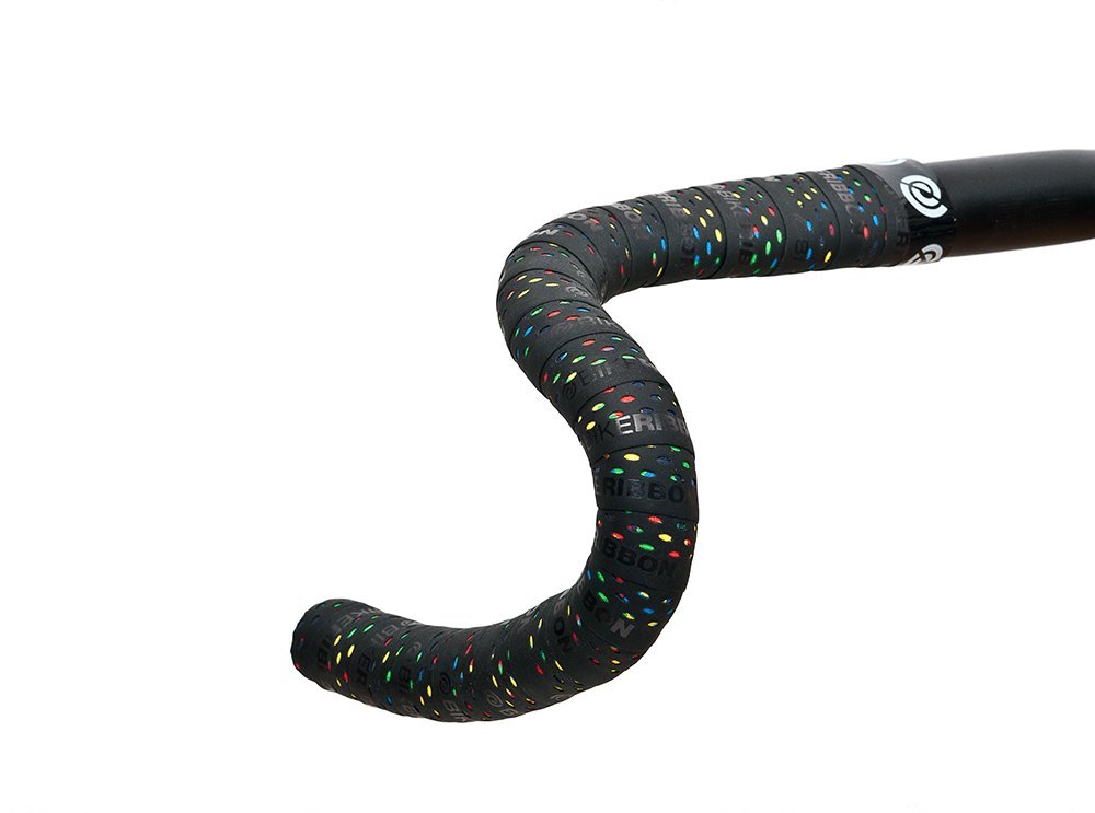 Bike Ribbon Color Drops Double Layer Bar Tape, Black/Multicolour, Large
