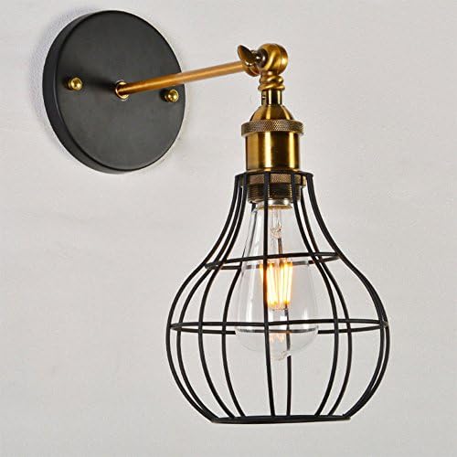 Lantu Wall spotlight Modern Vintage Industrial Loft Iron Metal Antique Innovative Single Head Wall Lamp Small Cage Shape with E27 Socket apply to Bedroom Aisle， Balcony (Grapefruit-shaped)