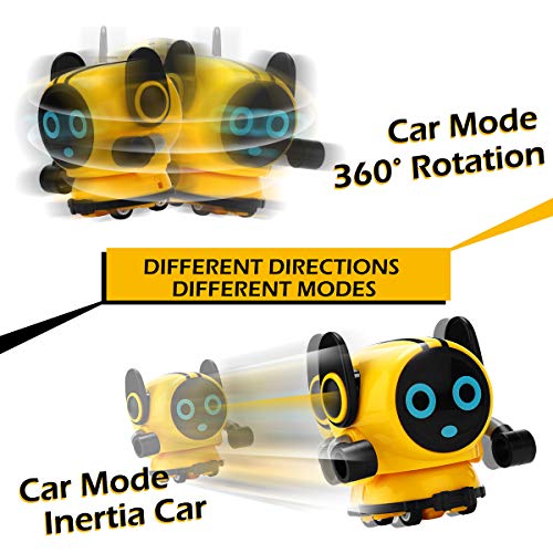 JJRC R7 Novelty Game Toy Spinning Top Robot Battle Gyro Pull Back Car Spinning in Wind Up Gyro Toy for Kids Boys Girls Gifts (Yellow)