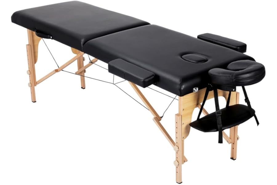 Yaheetech Massage Table Lash Bed Portable Massage Spa Bed Beauty Tattoo Table Adjustable for Eyelash Tech Physical Therapy Couch, Black