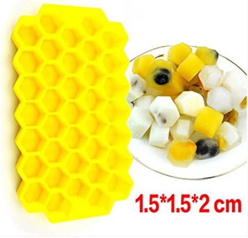 Blogger 37 Grid Bee Honeycomb Cake Mold Mould Soap Mold Silicone Flexible Candy Chocolate Soap Cookie Mold (Yellow) by BlogKitchen