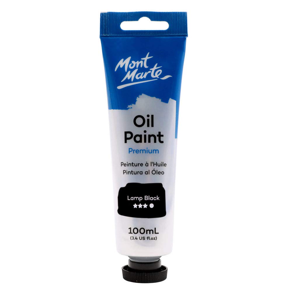 MONT MARTE Premium Oil Paint, 100ml (3.4oz), Ivory Black, Good Coverage, Excellent Tinting Strength
