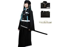 ToouYoor Demon Tanjiro Cosplay Shinobu Giyuu Zenitsu Robe Kimono Cosplay Outfit Costume with Earring for Women Men