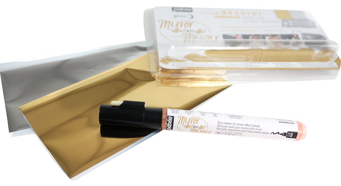 Pebeo Gedeo, Mirror Effect Kit, 1.2 mm Gilding Paste Marker + 2 Mirror Effect Sheets