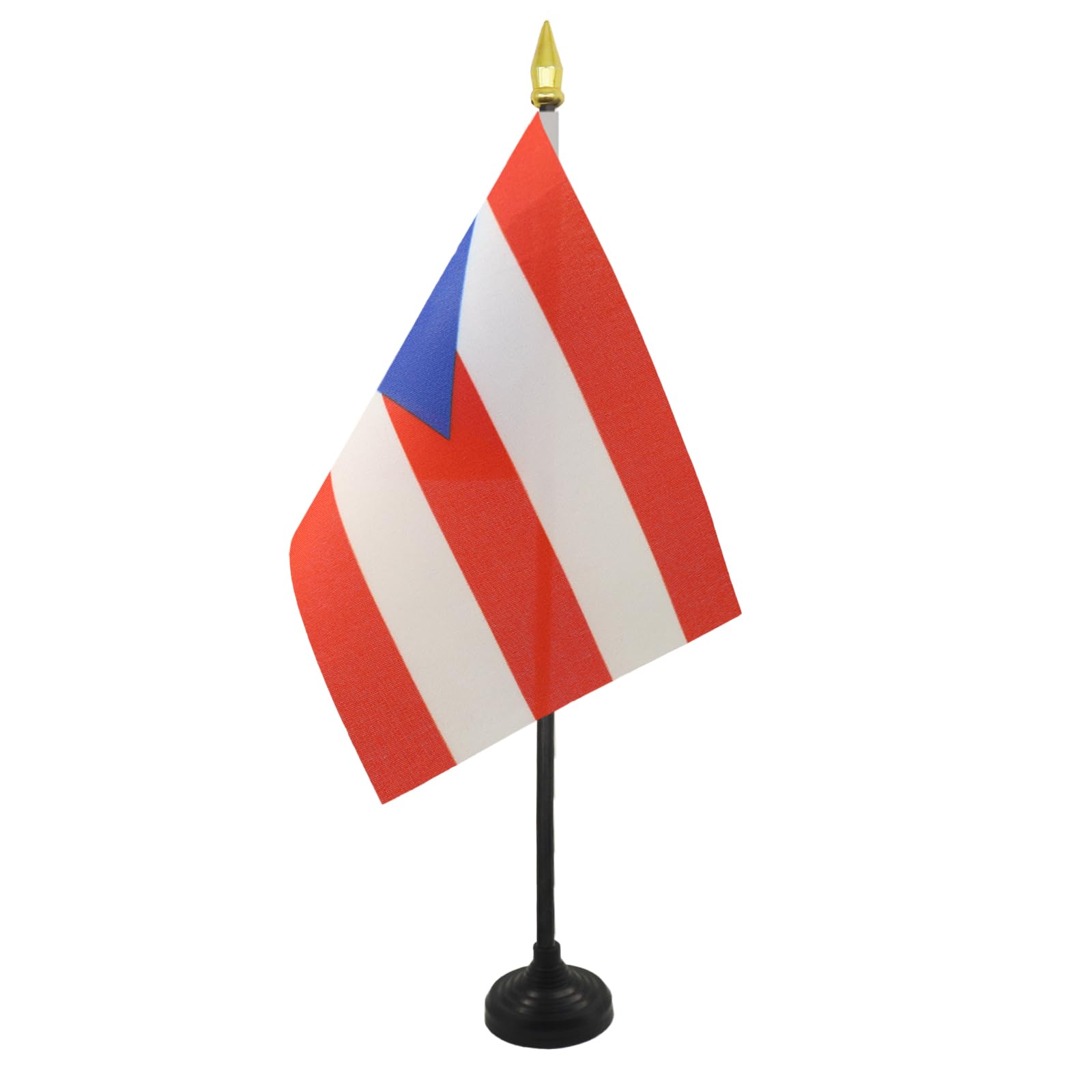 AZ FLAG - Puerto Rico Table Flag 4'' x 6'' - Puerto Rican Mini Desk Flag 100% Polyester 15 x 10 cm - Office Mini Banner with 10'' Pole - Golden Spear