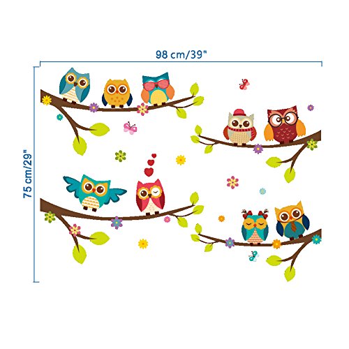 ElecMotive Wall Stickers of Tree Owls Wall Decals for Kids Rooms Nursery Baby Boys & Girls Bedroom - Thumbnail 4