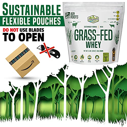 AGN Roots Grass Fed Whey Protein Powder Isolate Unflavored