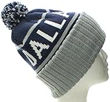 American Cities Dallas TX Champions Cuff Cable Knit Pom Pom Beanie Hat Cap Dallas Navy/Gray