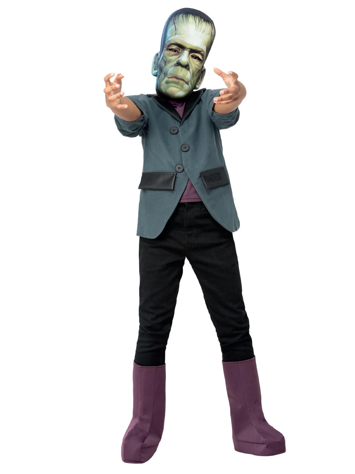 Smiffys Universal Monsters Frankenstein Costume, Childrens Jacket, Boot Covers & EVA Mask, Official License Outfit with Elastic Strap Mask & Boot Covers, Perfect for Halloween and Themed Parties