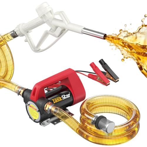 TaskStar 12V Diesel Transfer Pump: Flow Rate 50L/min, Portable Electric Pump with Gun, Filter and Tubes for Diesel, Biodiesel, Kerosene and Fuel Oil - For Home, Farm and Construction Site