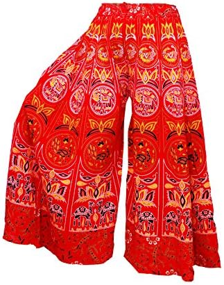 Ayat Cotton Women's Smocked Waist Harem Hippie Trousers Boho Palazzo Bohemian Pants Good for Party Holiday Yoga