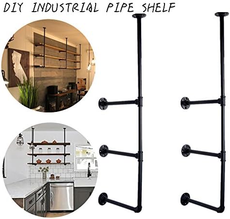 GoYonder Wall Mounted Iron Pipe Shelf, Industrial Rustic Hung Bracket Diy Storage Shelving Bookshelf (Bronze Finish, 2pcs)