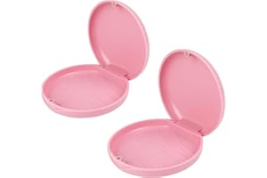 Maoerdental 2 Pack Orthodontic Retainer Case with Solid Color,Simple Aligner Case for Invisalign,Night Mouth Guard Case, Retainer Holder (Pink)