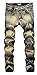Men's Straight Leg Slimming Fit Distressed Loose Denim Jeans,Khaki Camo 009,W34