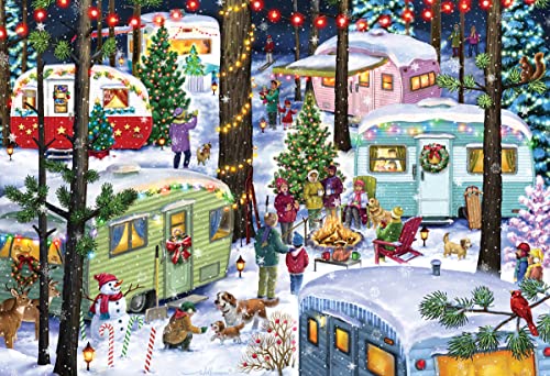 Vermont Christmas Company Christmas Camping Jigsaw Puzzle 100 Piece, Large Pieces Perfect for Kids and Seniors