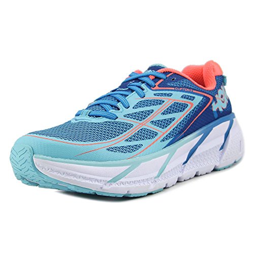 Hoka One One Womens Clifton 3 Blue Jewel/Neon Coral Running Shoe - 7