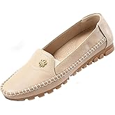 XDFVC Orthopedic Shoes for Women Leather Loafers Women Casual Slip-On Flats Comfort Walking Shoes Fashion Lightweight Outdoor Business Stitched Loafers with Flower 2026