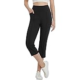 baleaf Womens Capri Yoga Pants with 4 Pockets Capris Leggings Dressy Casual Stretch Crop Lounge Straight Open Bottom Summer