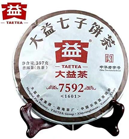 China’s Time-honored Brand TAETEA Puerh Ripe (Shu) Dayi Classic Series Yunnan Puer Tea Cake Oxidized and Fermented – Original Cooked or Black Pu'er (Mark No. 7592, Aged 2016)