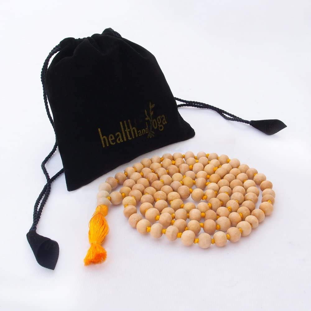 HealthAndYoga(TM) NatureSooth Mala Beads - Superior Grade Tulsi Wood