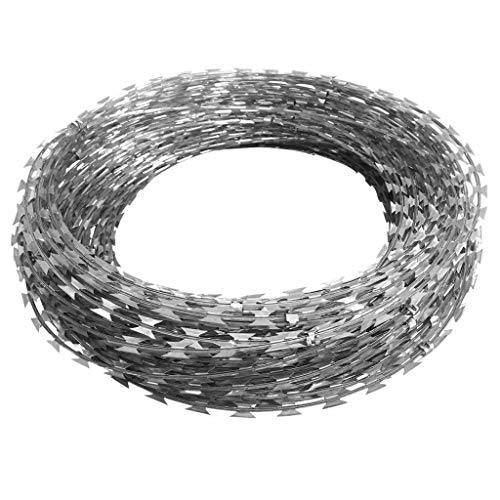 Heitamy Razor Wire, Razor Wire Galvanised Barbed Wire Razor Ribbon Barbed Wire Steel Galvanised Steel (100m)