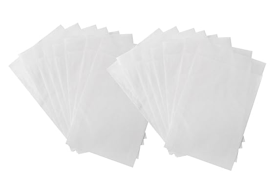 100 bolsas de papel pequeñas, blancas, de 4,5 x 6 cm con solapa de ...